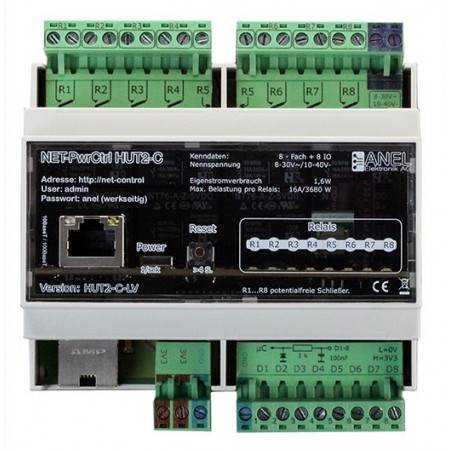 Controleur domotique 8 entrées/sorties et 8 relais NET-PwrCtrl HUT 2C LV