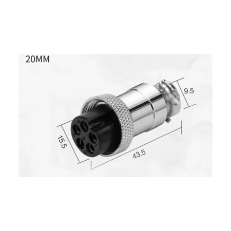 Prise microphone type aviation 5 broches GX20