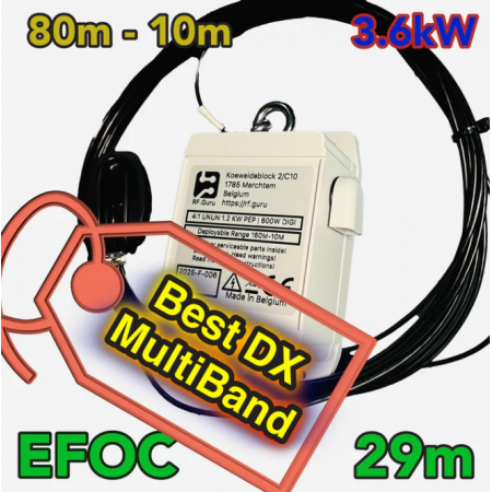 Antenne End Fed Off Center EFOC29 – HF Multibande 80 au 10m 2.4 Kw